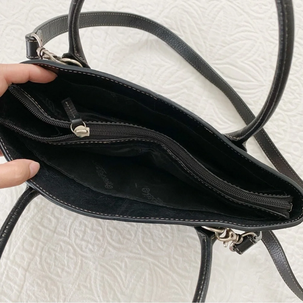 Vintage Fossil Y2K Sedona Leather Satchel Bag Handbag‎ Crossbody, Black
